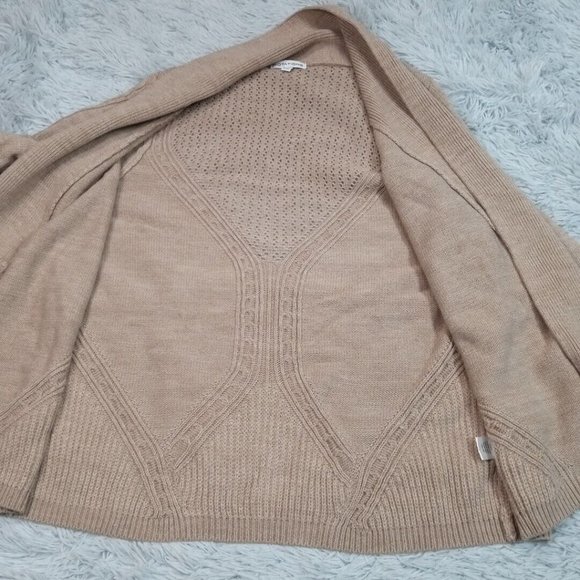 Notations Womens Cardigan Sweater Biege XL‎ Crochet Knit Open Front Long Sleeve - Picture 3 of 10